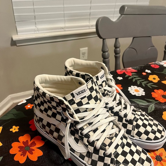 Vans Kids Black and White Checkered High-Tops - Picture 1 of 4
